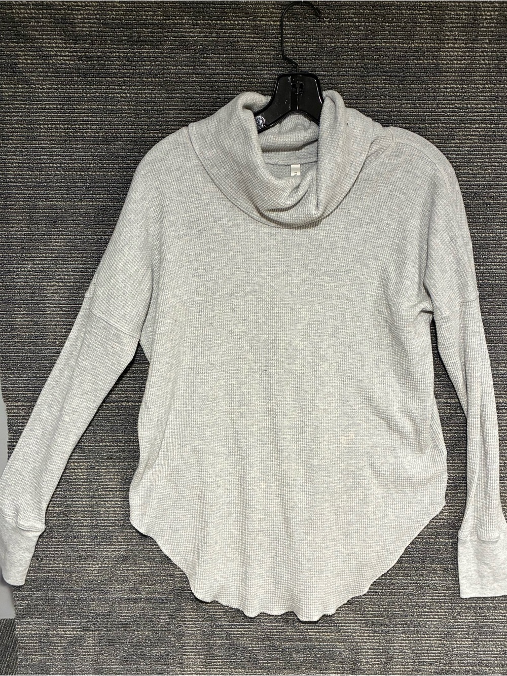 Babaton Light Gray Ribbed Cowl Neck Sweater